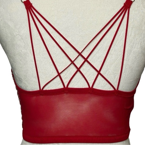 VICTORIA’S SECRET Half cup bra Lightly padded Lace Unique back Red Like new 38D - Picture 1 of 15